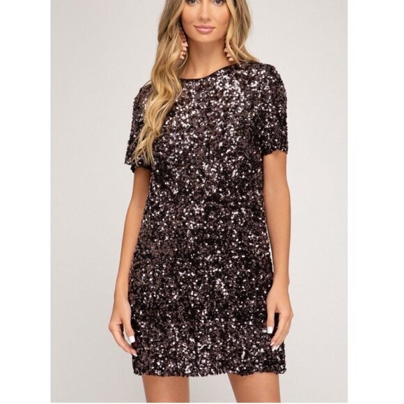 She + Sky Sequin Mini Dress - NWT - Picture 4 of 16